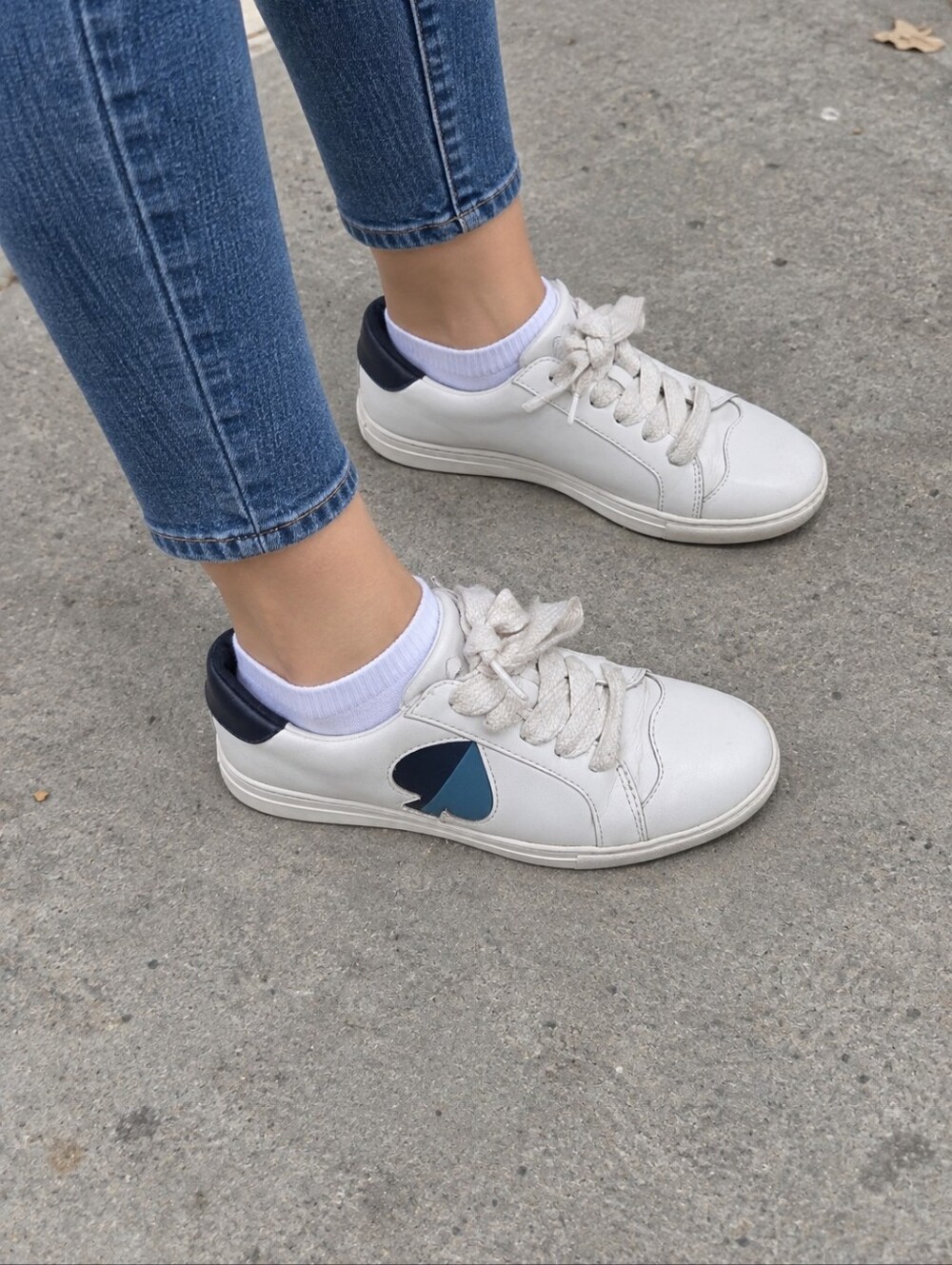 Kate Spade NY White/Blue Leather Upper Sneakers Size 6B